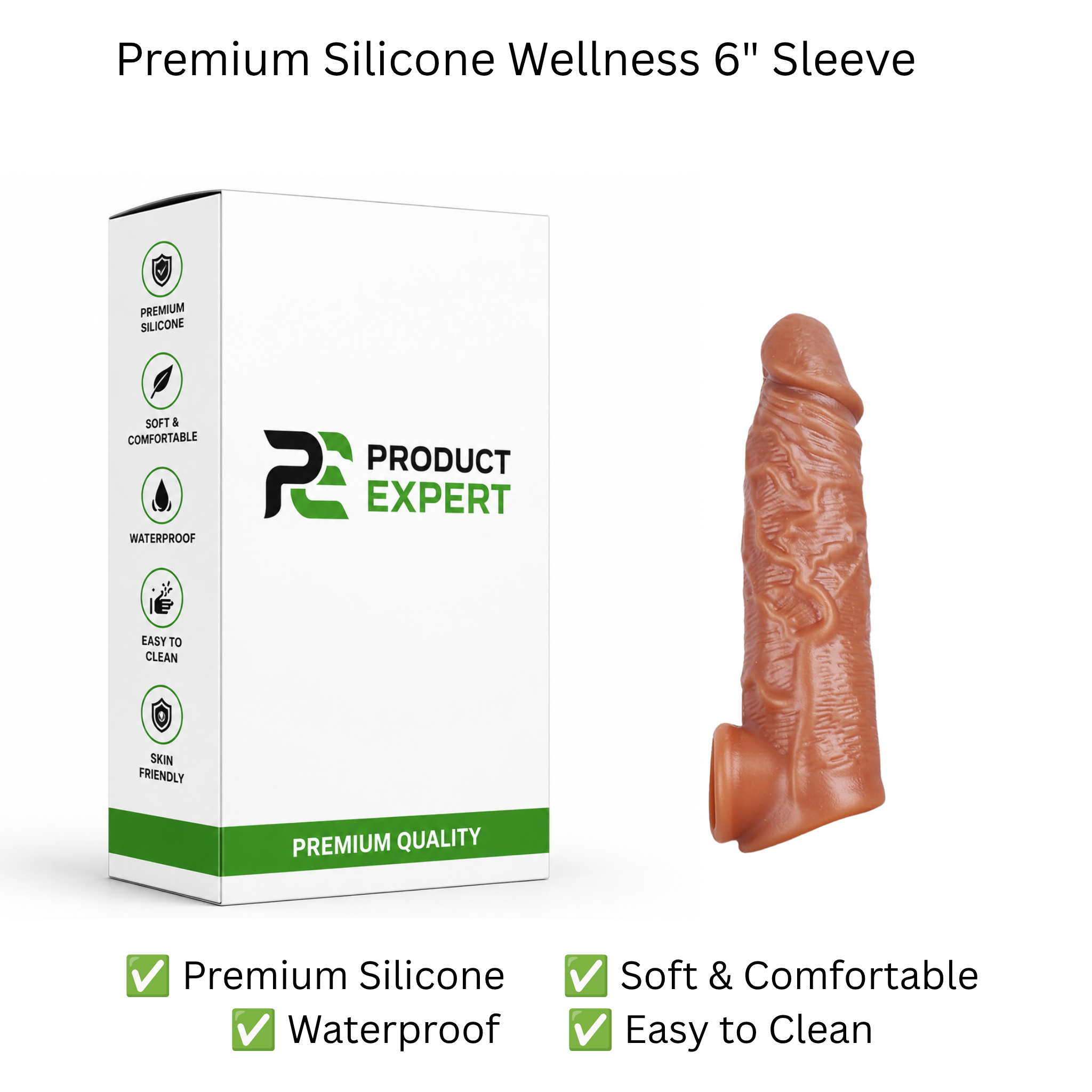 Premium Silicone Wellness Sleeve – 6 Inch Brown